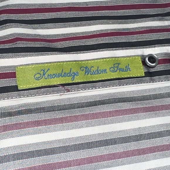 Robert Graham Red White Black Striped Cotton Button Down Dress Shirt Size XL - Picture 7 of 9